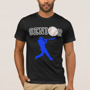 T-shirt Joueur de baseball senior avec silhouette bleue