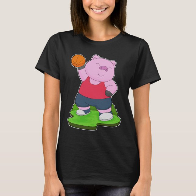 T-shirt Joueur de basket-ball de cochon (Devant)