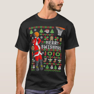 T-shirt Joueur de basket-ball de Noël Père Noël Slam Dunk 