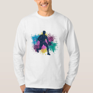 T-shirt Joueur de basket-ball Grungy Couleurs Splashes
