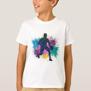 T-shirt Joueur de basket-ball Grungy Couleurs Splashes