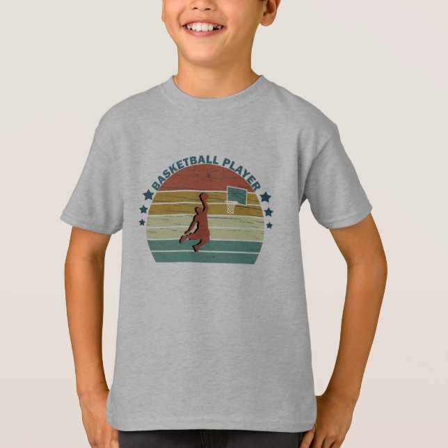 T-shirt Joueur de basket-ball slunk coucher de soleil rétr (Devant)