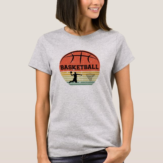 T-shirt Joueur de basket-ball slunk coucher de soleil rétr (Devant)