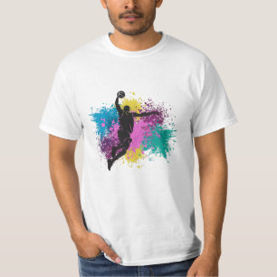T-shirt Joueur de Basket-ball Taches de Couleur Grunge