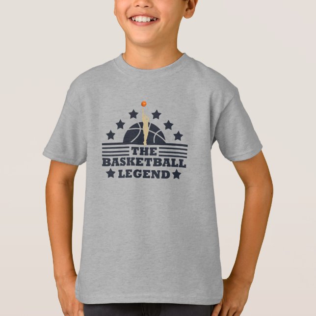 T-shirt joueur de basketball légende ballon bleu et orange (Devant)