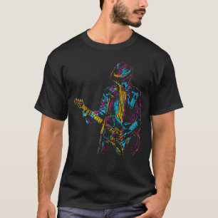 T-shirt Joueur de basse de groupe de musique d'art abstrai