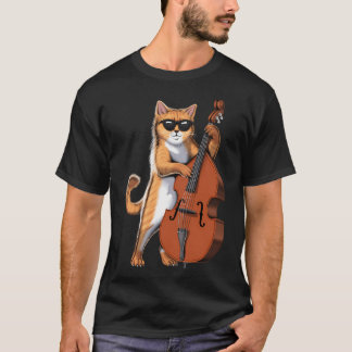 T-shirt Joueur de contrebasse félin