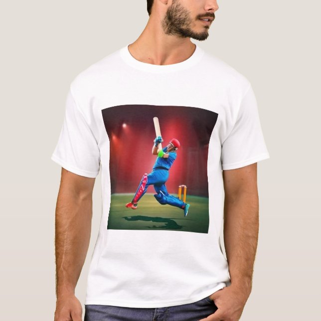 T-shirt Joueur de cricket Couleur de l'eau Design élégant  (Devant)