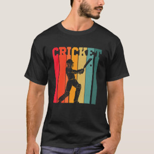 T-shirt Joueur de cricket couleurs rétro vintage cricket