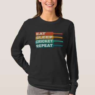 T-shirt Joueur de cricket Manger Dormir Cricket Répéter Ré