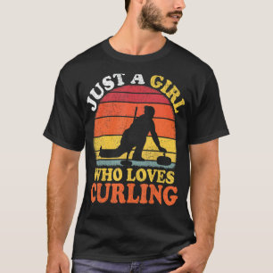 T-shirt Joueur De Curling Vintage Juste Une Fille Qui Aime
