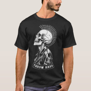 T-shirt Joueur de Disc Golf Punk Rock Crâne Mohawk Lancer