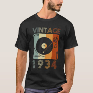 T-shirt Joueur de disques rétro vintage 1934 Anniversaire 