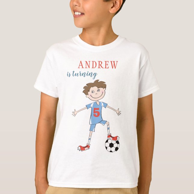 T-shirt Joueur de football 5 ans sport garçon fête d'anniv (Devant)
