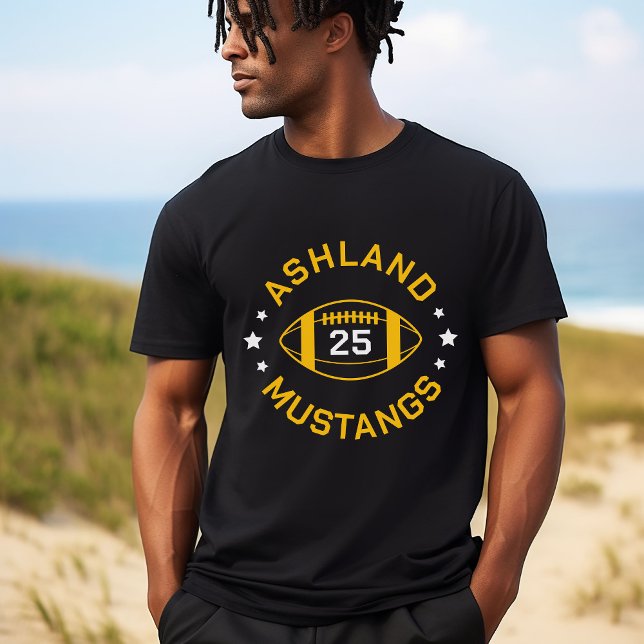 T-shirt Joueur de football noir et or Jersey Numéro (Créateur téléchargé)