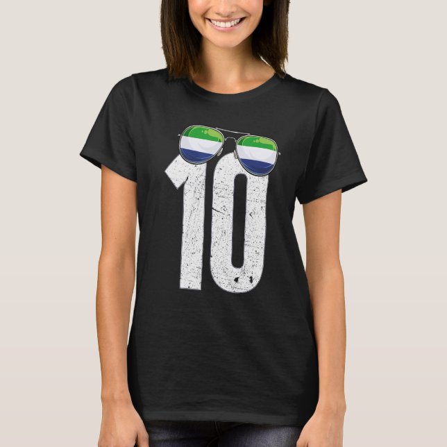 T-shirt Joueur de football Sierra Leone Numéro 10 Sierra L (Devant)