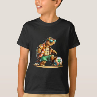 T-shirt Joueur de football Tortue Cool Avec Sungles