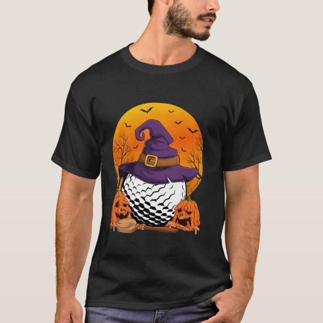 T-shirt Joueur de golf Halloween Sorcière Casquette Citrou (Devant)