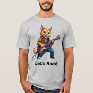 T-shirt Joueur de guitare au chat orange
