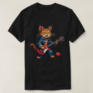 T-shirt Joueur de guitare chat orange