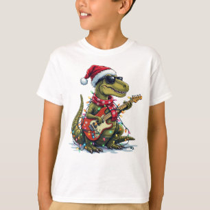 T-shirt Joueur de guitare Dinosaure Noël