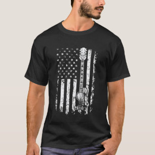 T-shirt Joueur de guitare Guitariste Drapeau États-Unis Pa