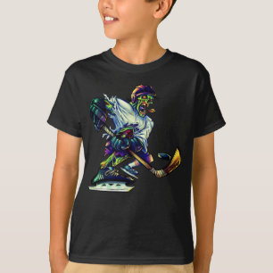 T-shirt Joueur de hockey avant zombie au centre de la glac