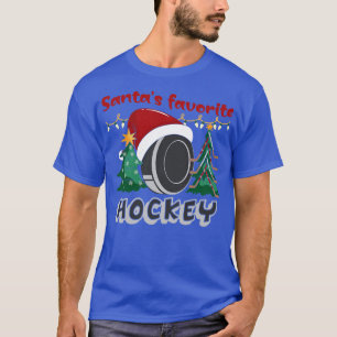 T-shirt Joueur de hockey favori de Santas Tre de hockey de