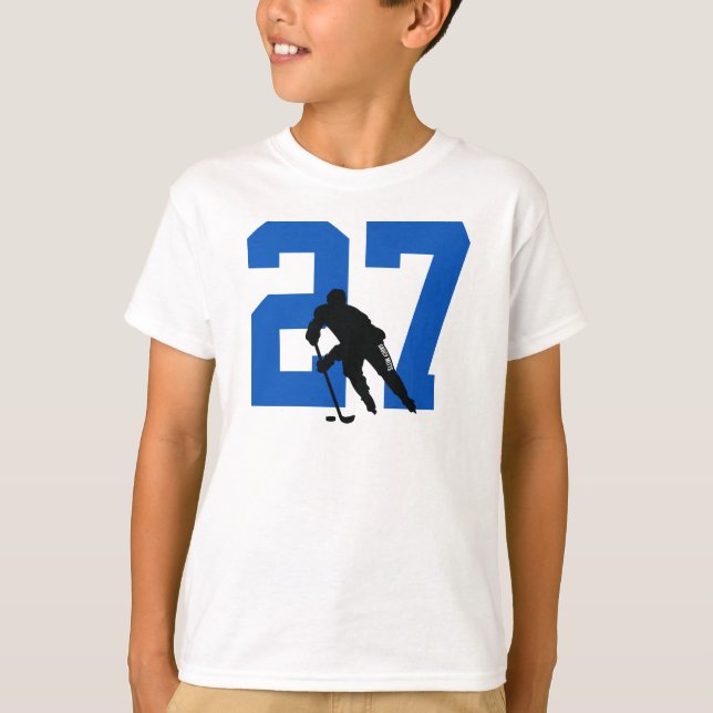 T-shirt Joueur de hockey pour jeunes personnalisées Numéro (Devant)
