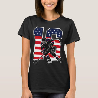 T-shirt joueur de hockey sur glace 16 ans 16e anniversaire