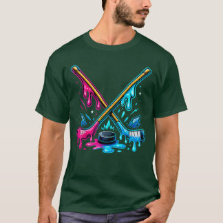 T-shirt Joueur de hockey sur glace Crème glacée goutte à g