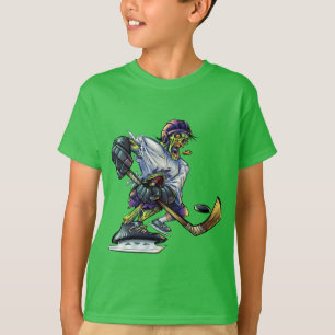 T-shirt Joueur de hockey zombie Halloween drôle pour garço