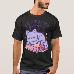 T-shirt Joueur de Jdr Chat Nerd Dormant Dé D20 Pour Chat