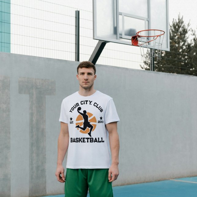 T-shirt Joueur de l'équipe de basket-ball personnalisé cad (Custom Basketball Team Shirt with Player Name & Logo)