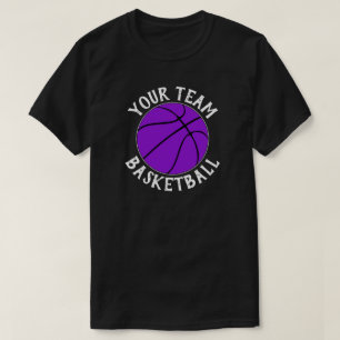 T-shirt Joueur de l'équipe de basket-ball violet Nom et nu