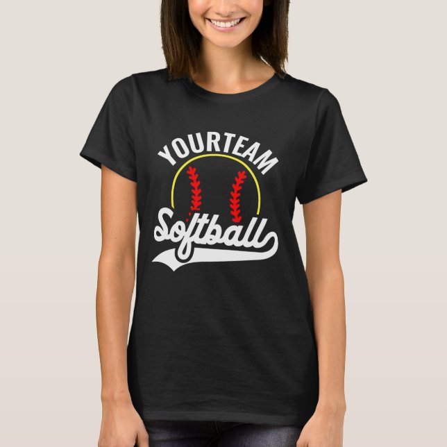 T-shirt Joueur de l'équipe de softball AJOUTER UN NOM Ligu (Devant)