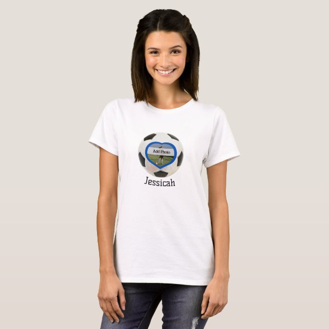 T-shirt Joueur de maman de football | Cadre de la photo du (Devant entier)