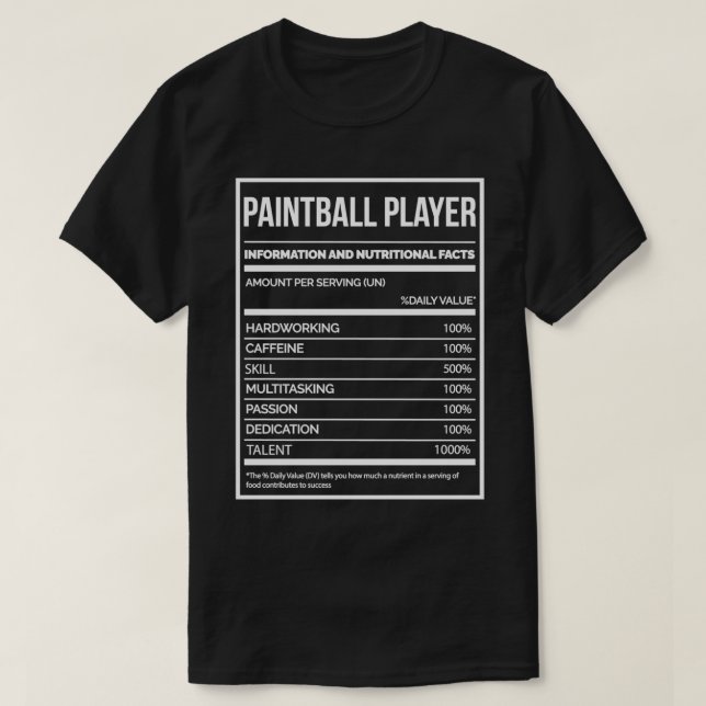 T-shirt Joueur de Paintball Funny Paintball Nutrition Étiq (Design devant)