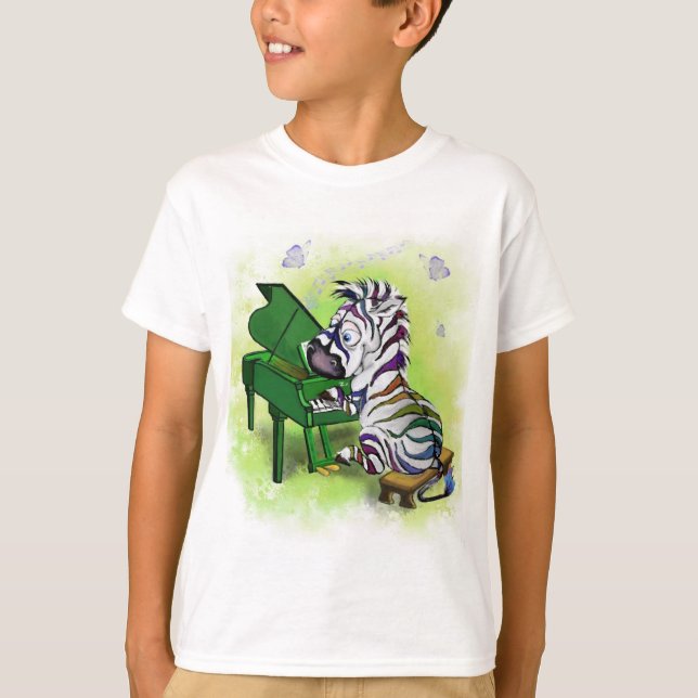T-shirt Joueur de piano Zebra coloré - Dessin (Devant)
