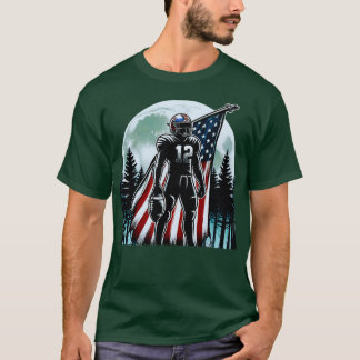 T-shirt Joueur de Pleine lune du drapeau américain Centre 