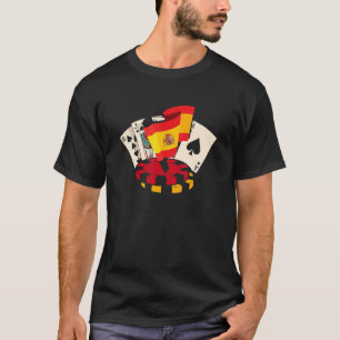 T-shirt Joueur de Poker Espagne Drapeau Jeu Casino Joueur