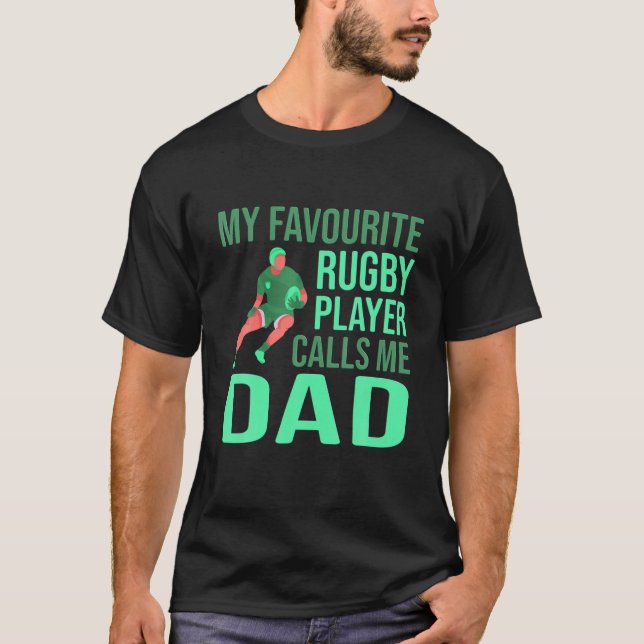 T-shirt Joueur de rugby favori des hommes m'appelle papa m (Devant)