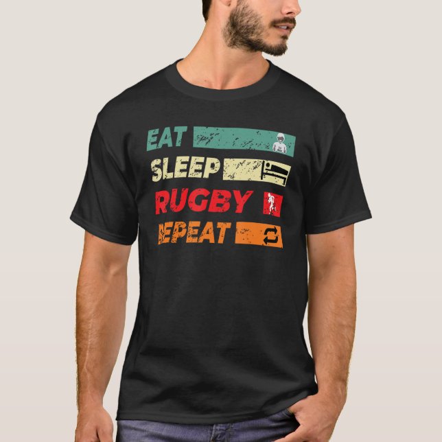 T-shirt Joueur de sport de rugby manger sommeil Rugby Répé (Devant)