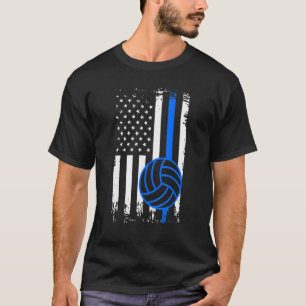 T-shirt Joueur de volley-ball de police drapeau américain 