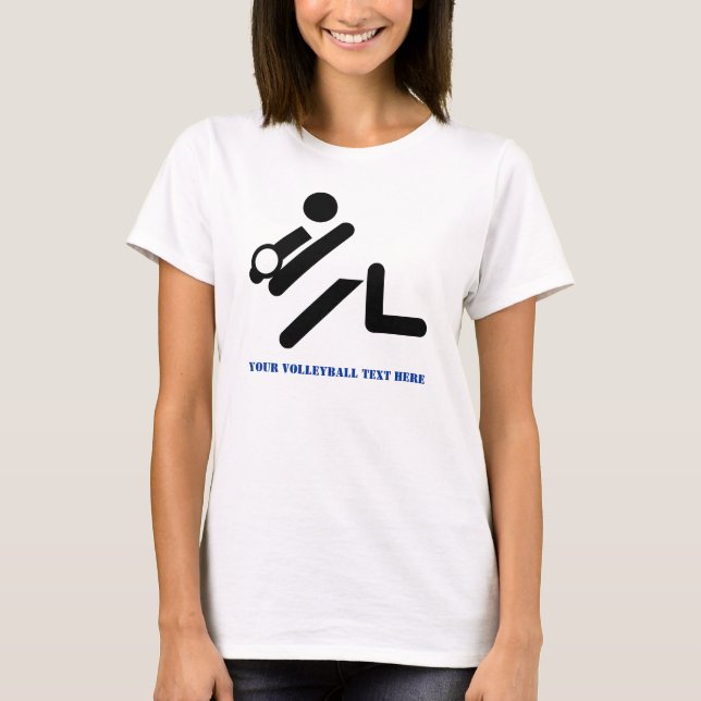 T-shirt Joueur de volley-ball noir, bleu coutume (Devant)