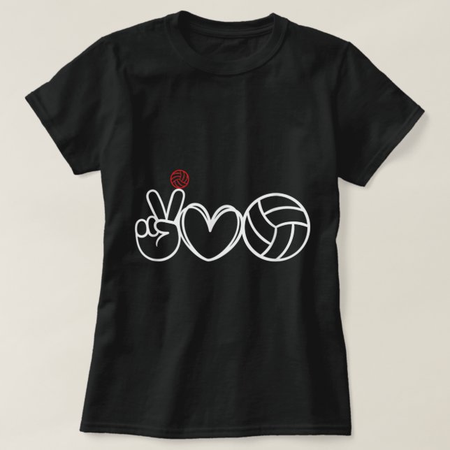 T-shirt Joueur de volley-ball Peace Love Graphic (Design devant)