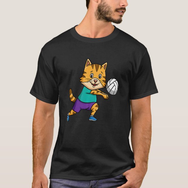 T-shirt Joueur de volley-ball Spike Net Cat Whisperer (Devant)