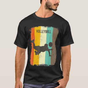 T-shirt Joueur de volley-ball T Retro les années 70 Mens V