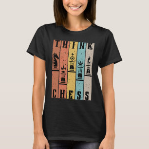 T-shirt Joueur d'échecs pense jeu de pièces ensemble vinta