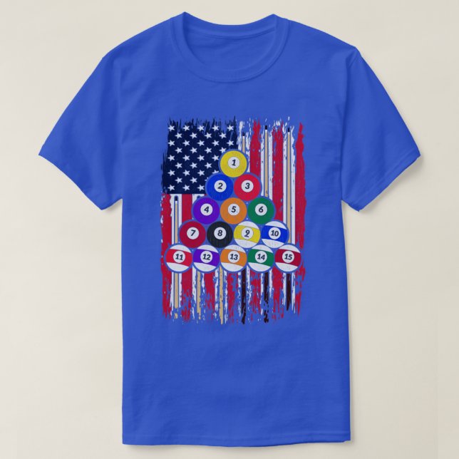 T-shirt Joueur du drapeau américain billard américain (Design devant)
